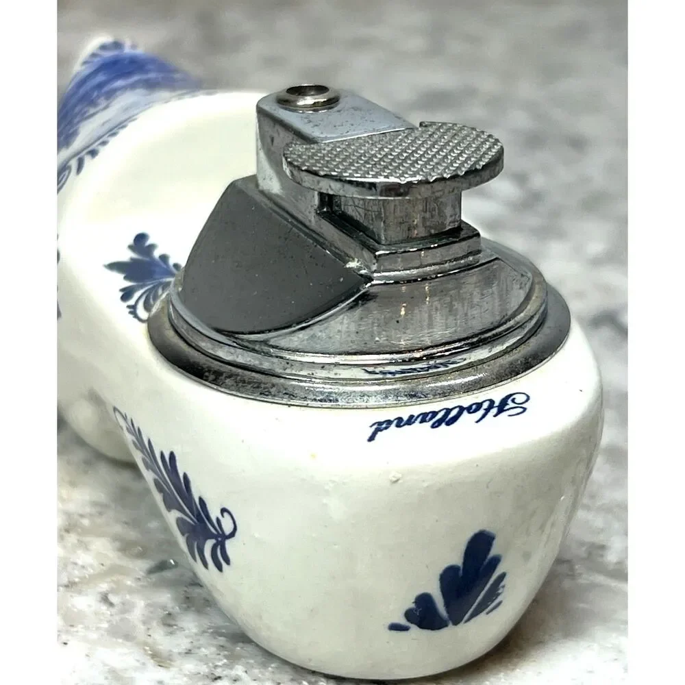 Delft Table Lighter Blauw Hand-Painted Ceramic Clog Holland Agro 535 Vintage